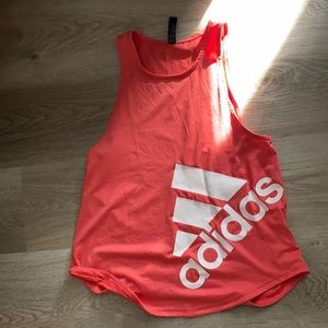 Coral, No Sleeve Workout Shirt